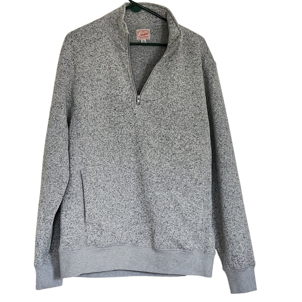 J.Crew XL Gray Quarter Zip Pullover Fleece Lined Sweatshirt Heathered